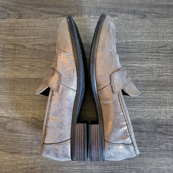 Clarks Metallic Copper Trish Rose Loafer Slip-On Shoe Faux Leather Size Womens 8 - Picture 6 of 9